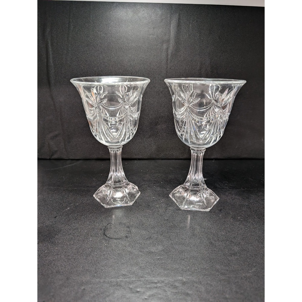 Crystal Compote Stemmed Bowl Oversized Goblet 9"‎ Tall, Two Table Centerpieces